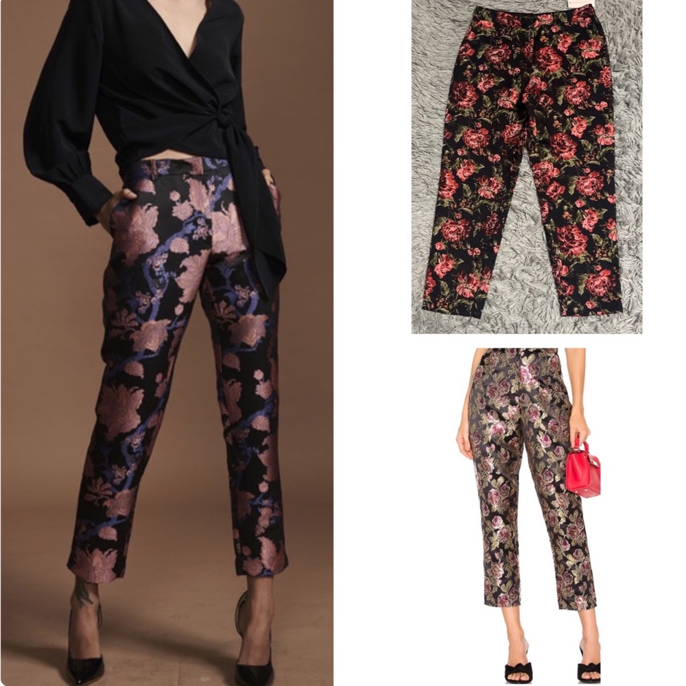 Floral Brocade Ankle Pants